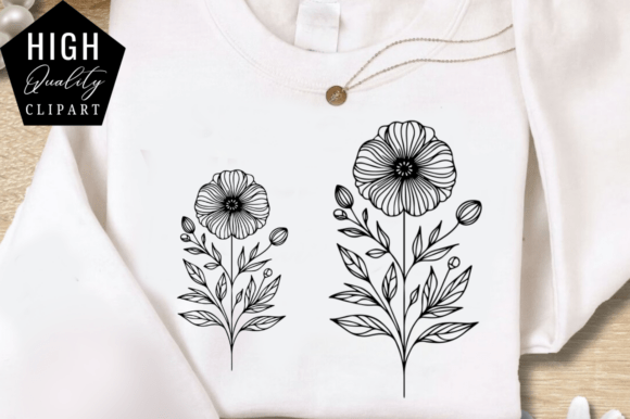 Elevate Your Projects with Elegant Line Flower SVG Clipart