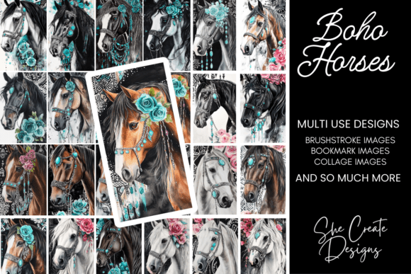 Unleash Creativity with Boho Horse Collage Design PNGs
